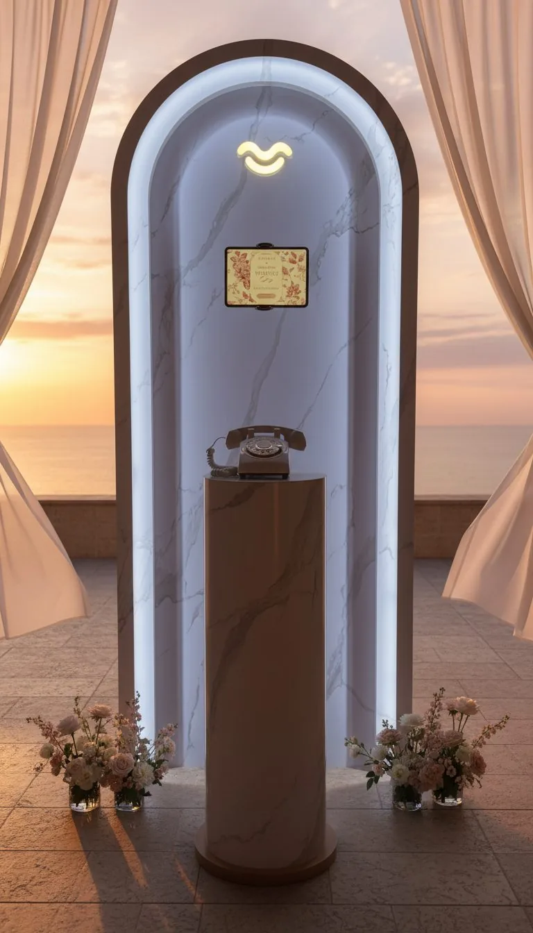 Video guestbook installation at a stunning sunset venue